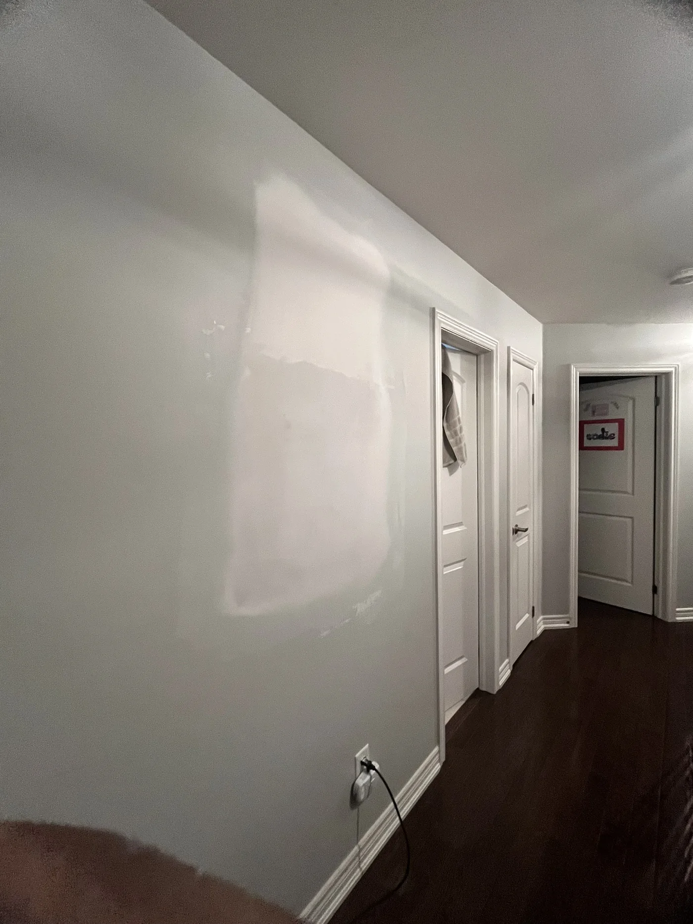 Hallway wall repair feathered for finishing