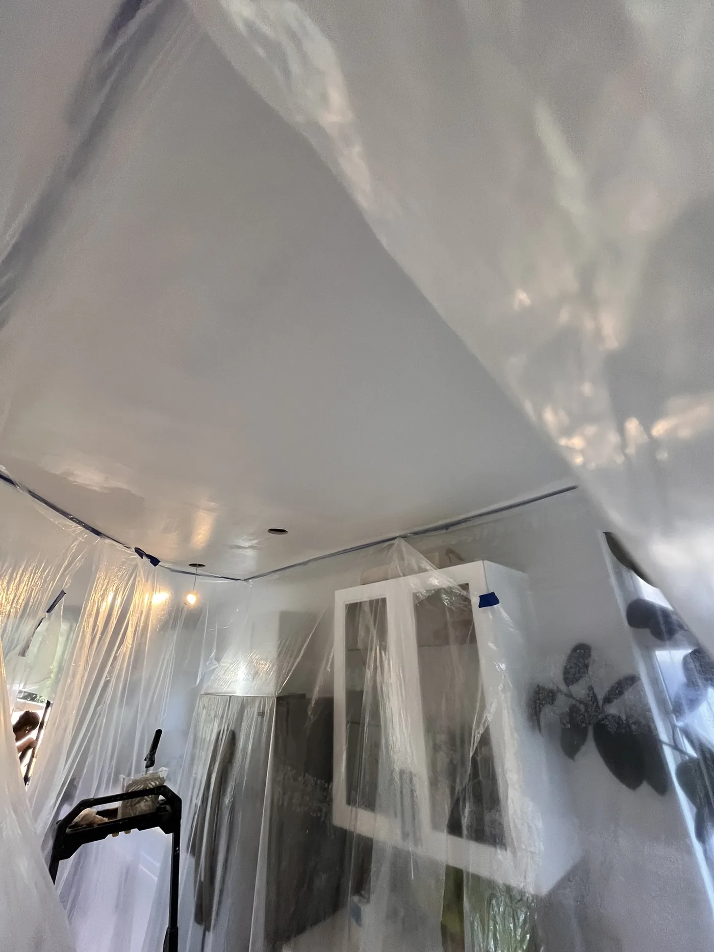 Kitchen ceiling repair approaching smooth finish