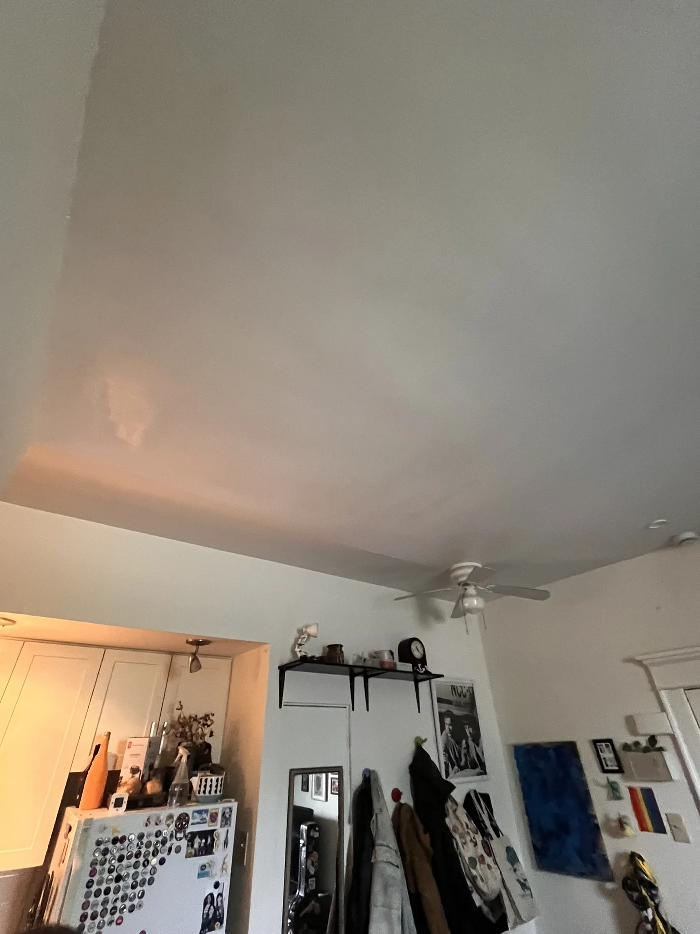 Finished living room ceiling after drywall repair