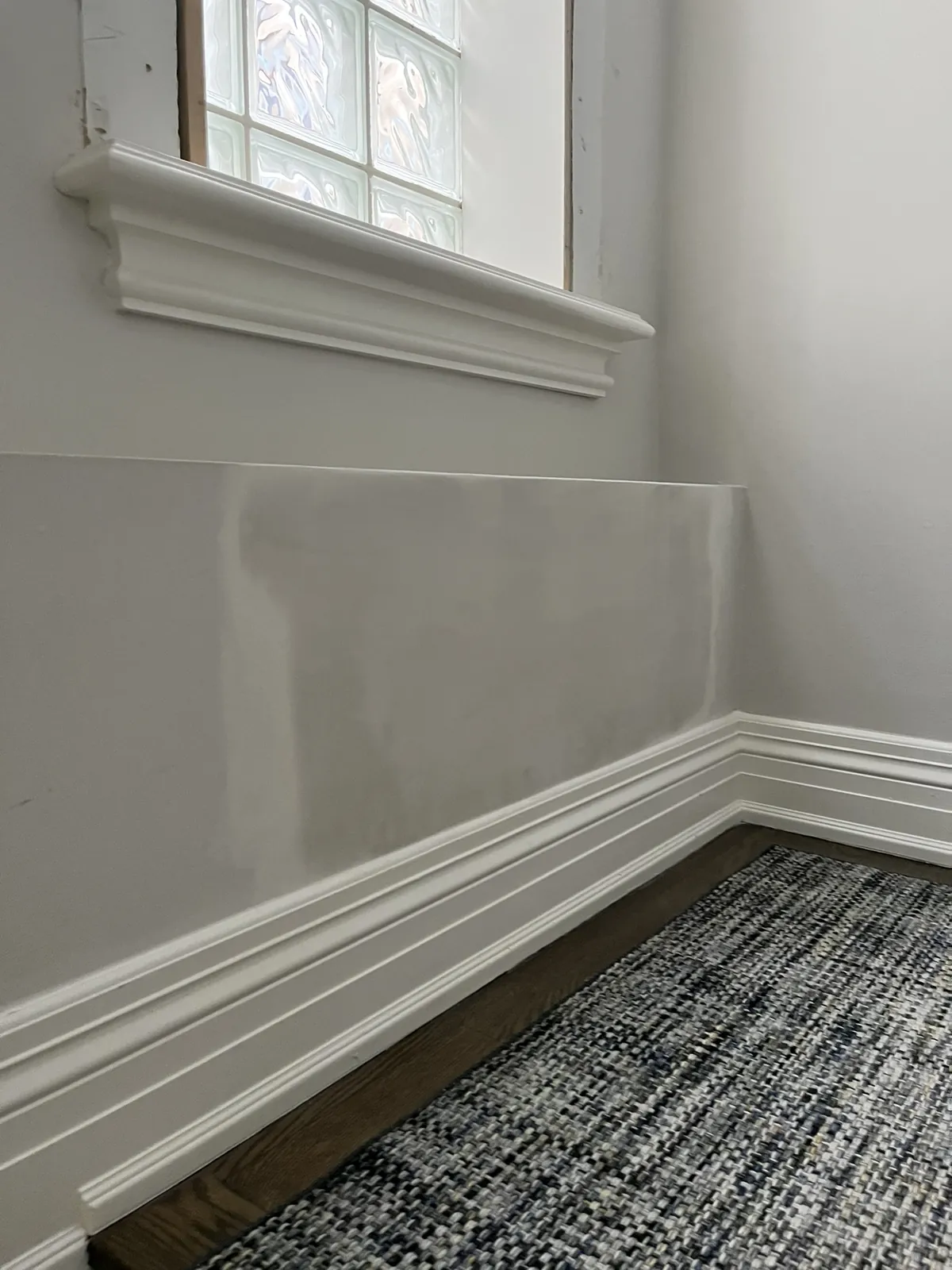 Wall drywall repair at finishing stage